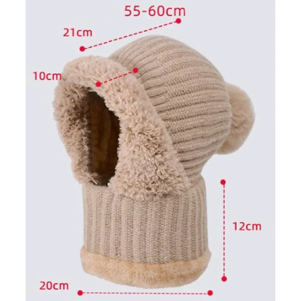 Women's Knit Beanie Hat Fleece Lined Winter Scarf Mask Set Snow Caps Plush